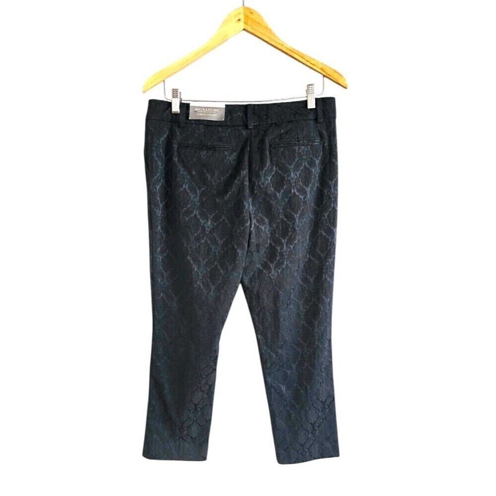 Ann Taylor Black Floral Embossed Pants Ankle Length Career Event Size 8P NWT - Picture 6 of 7